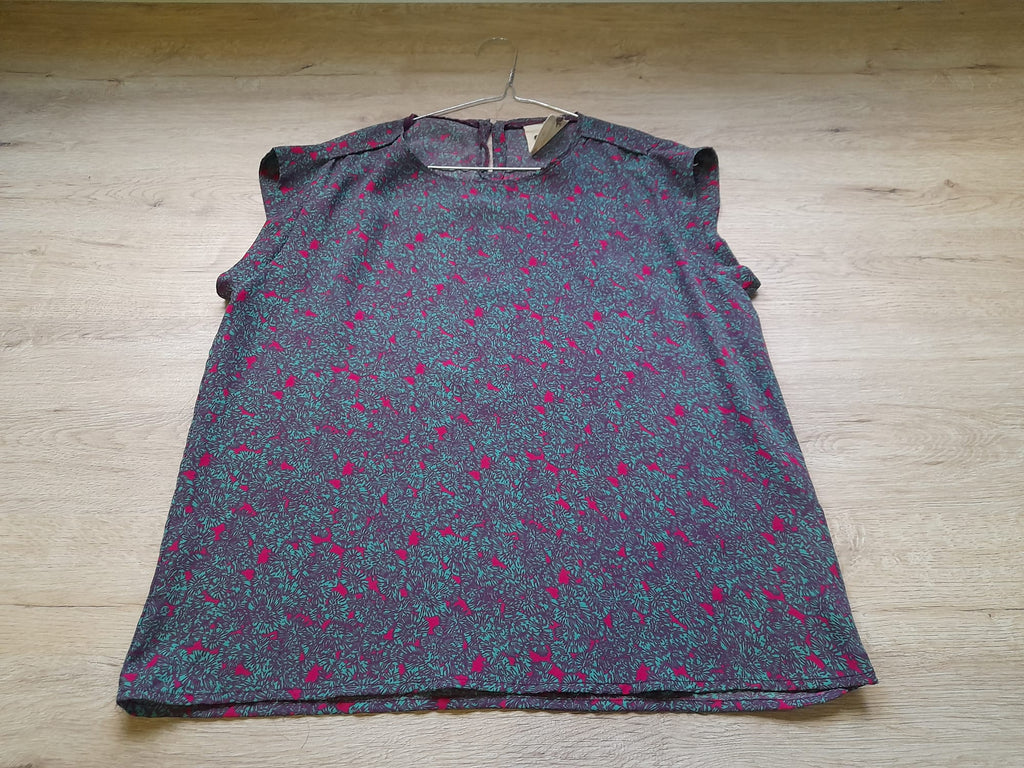 BLUSA M/C MORADA Y VERDE