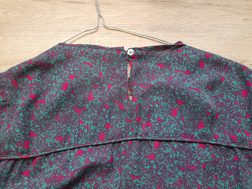 BLUSA M/C MORADA Y VERDE