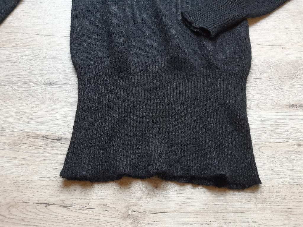 JERSEY MUJER LARGO NEGRO ENTALLADO EN CINTURA CON DETALLES PLATEADOS