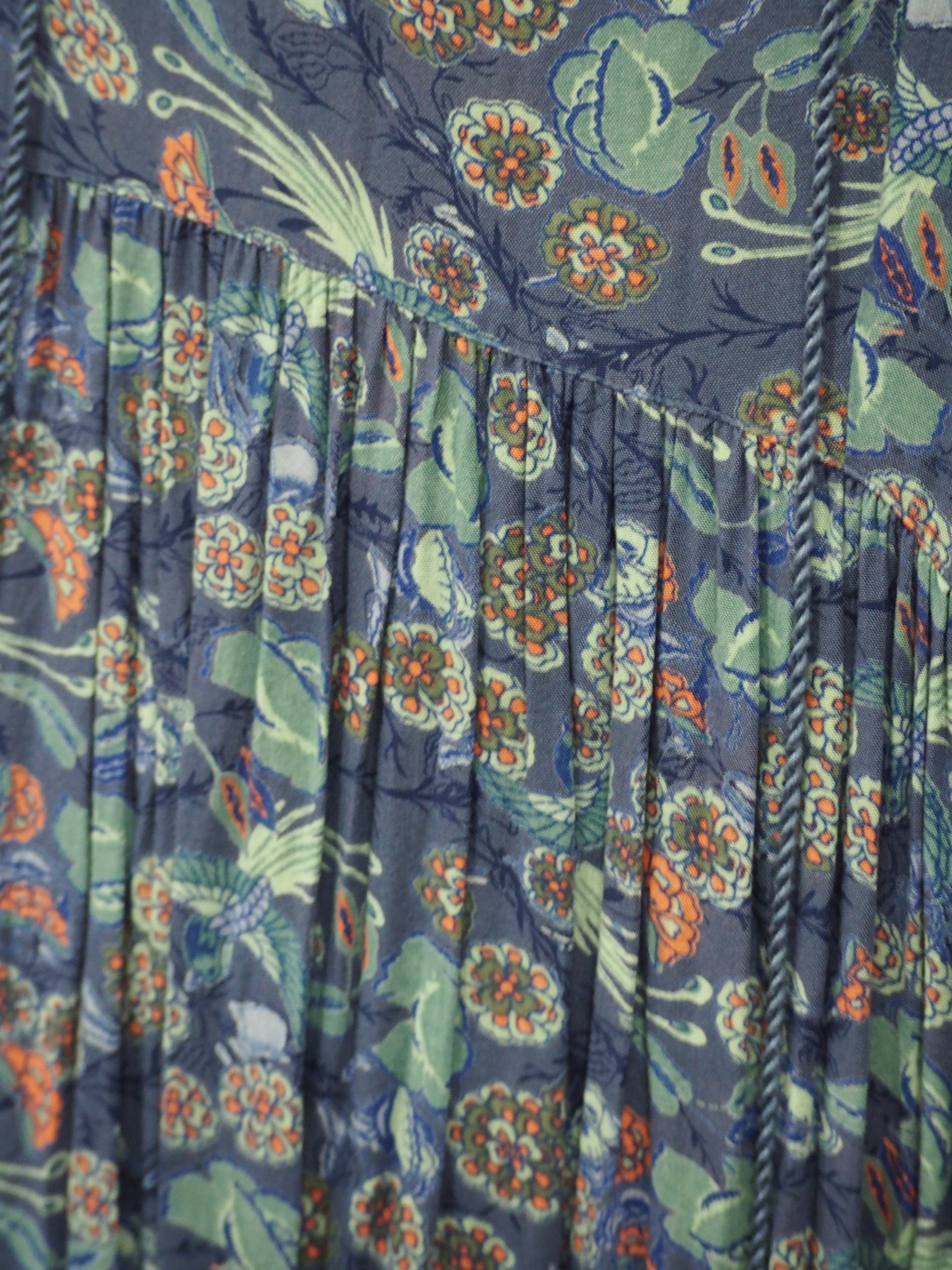 VESTIDO LARGO VUELO FLORES AZUL